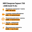ИБП для котла Энергия Гарант 750 + Аккумулятор Grid 75 Ah 12 v (450Вт - 91мин) - ИБП и АКБ - ИБП для котлов - . Магазин оборудования для автономного и резервного электропитания Ekosolar.ru в Черкесске