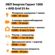 ИБП для котла Энергия Гарант 1000 + Аккумулятор Grid 55 Ah 12 v (600Вт - 50мин) - ИБП и АКБ - ИБП для котлов - . Магазин оборудования для автономного и резервного электропитания Ekosolar.ru в Черкесске